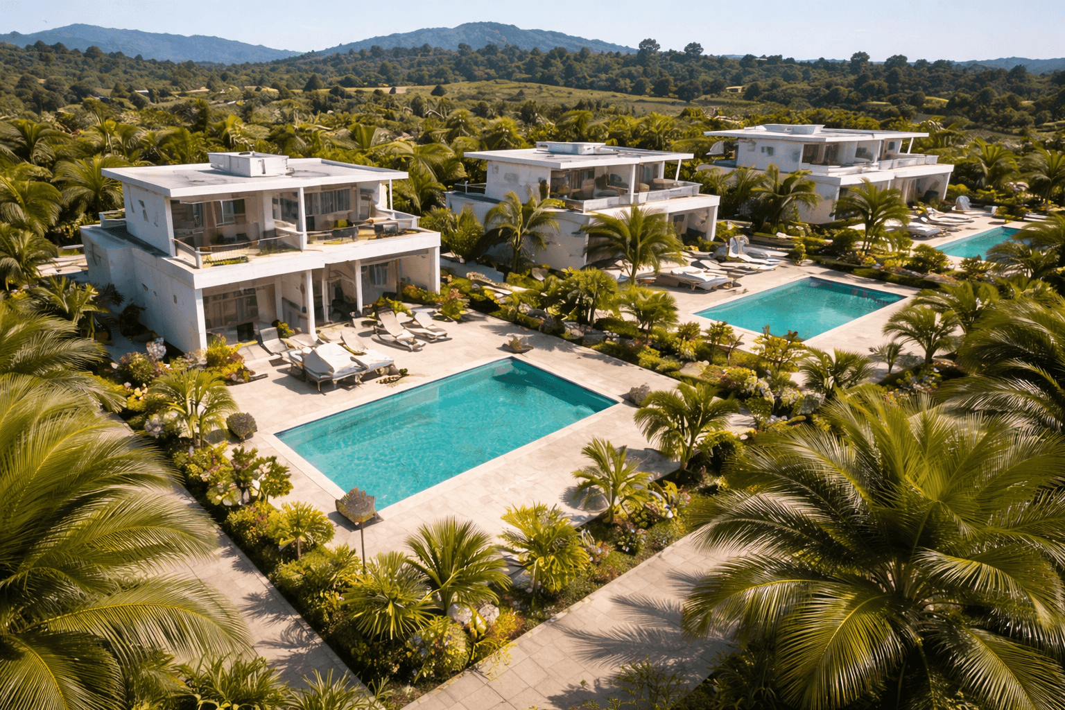 Programme résidentiel avec piscines privées réalisé par Trans Ivoire Groupe