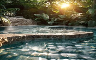 Piscine cascade avec jacuzzi à Assinie : luxe et sérénité